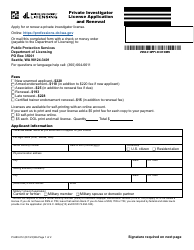 Form PI-689-012 Private Investigator License Application and Renewal - Washington
