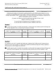 Document preview: BFA Formulario 773 Certificacion De Continuacion De Ausencia - New Hampshire (Spanish)