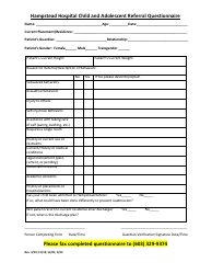 Document preview: Hampstead Hospital Child and Adolescent Referral Questionnaire - New Hampshire