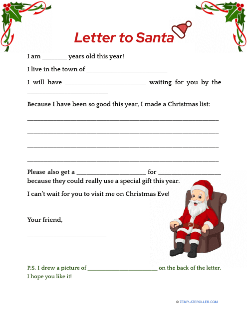 Letter to Santa Template - Beautiful