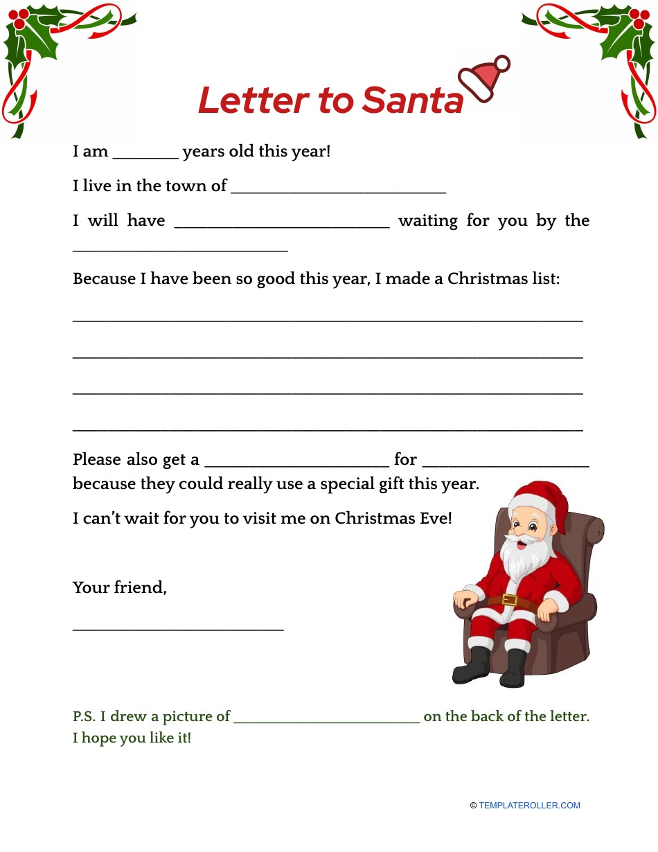 Letter to Santa Template - Beautiful Download Printable PDF ...