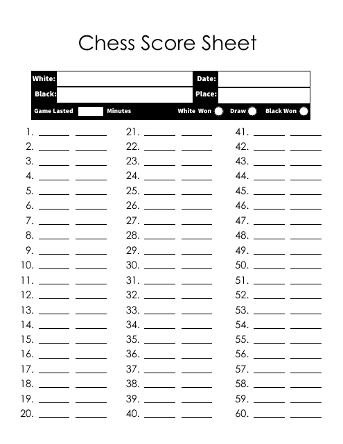 Basic Chess Score Sheet - Template roller