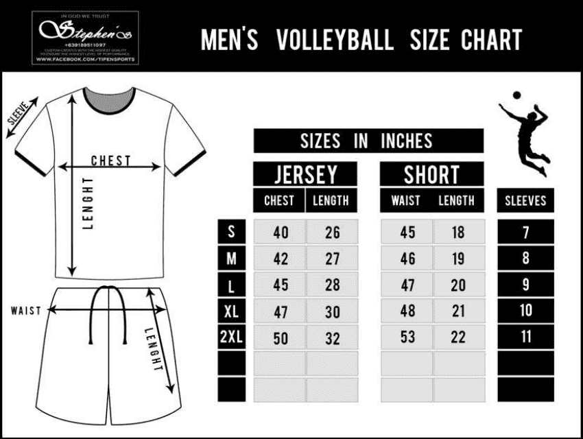 Men's Volleyball Size Chart