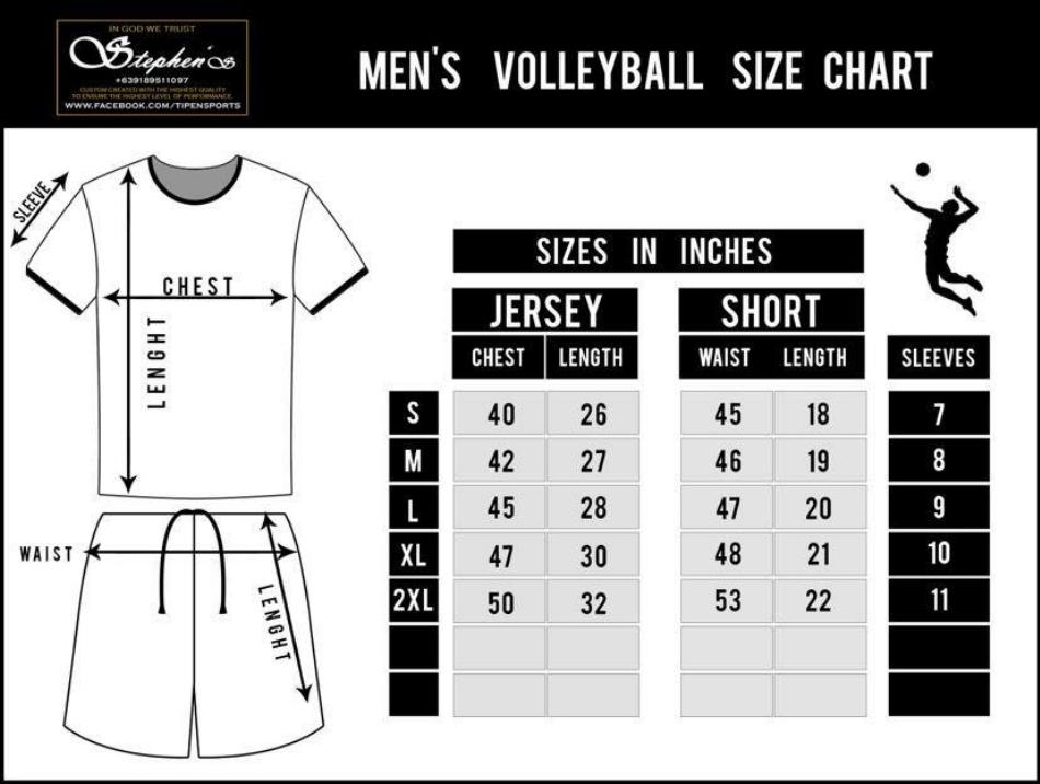 Men's Volleyball Size Chart Preview