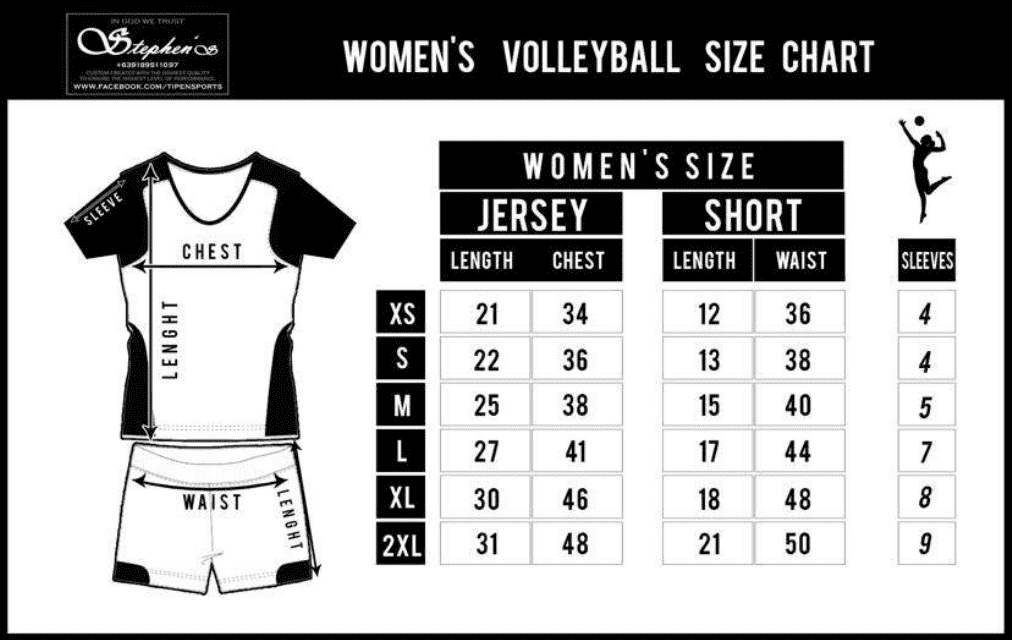 Women's Volleyball Size Chart