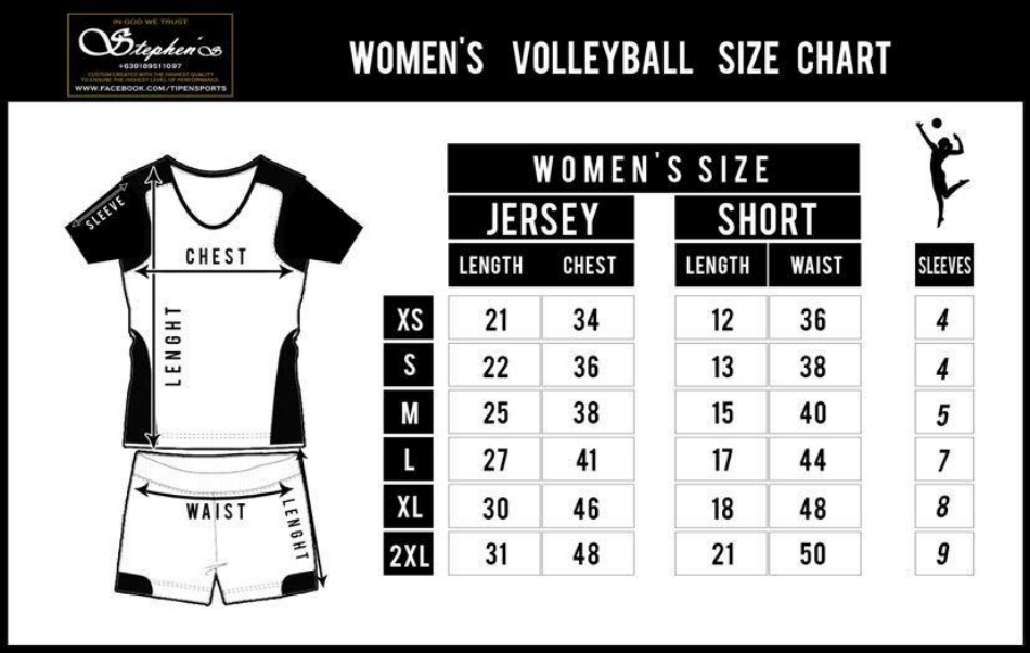 Women's Volleyball Size Chart Download Printable PDF Templateroller