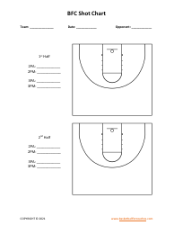 Document preview: Basketball Shot Chart - Track One Team (No Individual Stats) - Halves