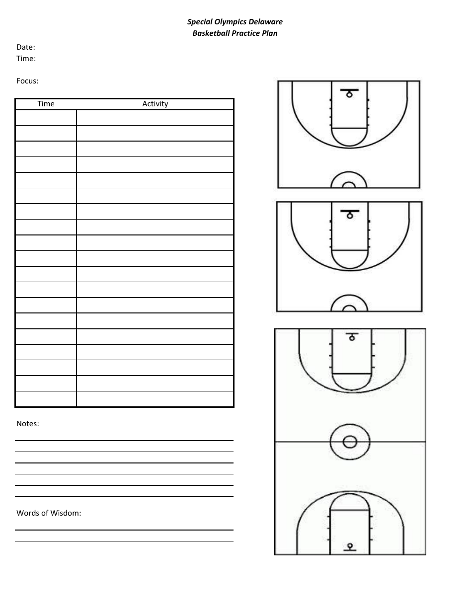 Basketball Practice Plan - Special Olympics Delaware Download Printable ...