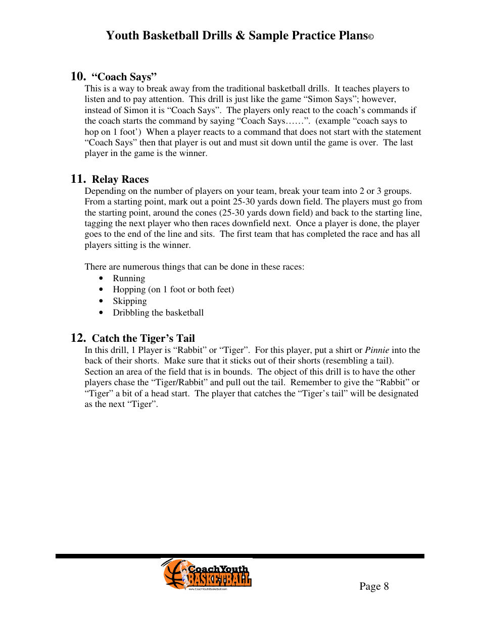Youth Basketball Drills  Sample Practice Plans, Page 12