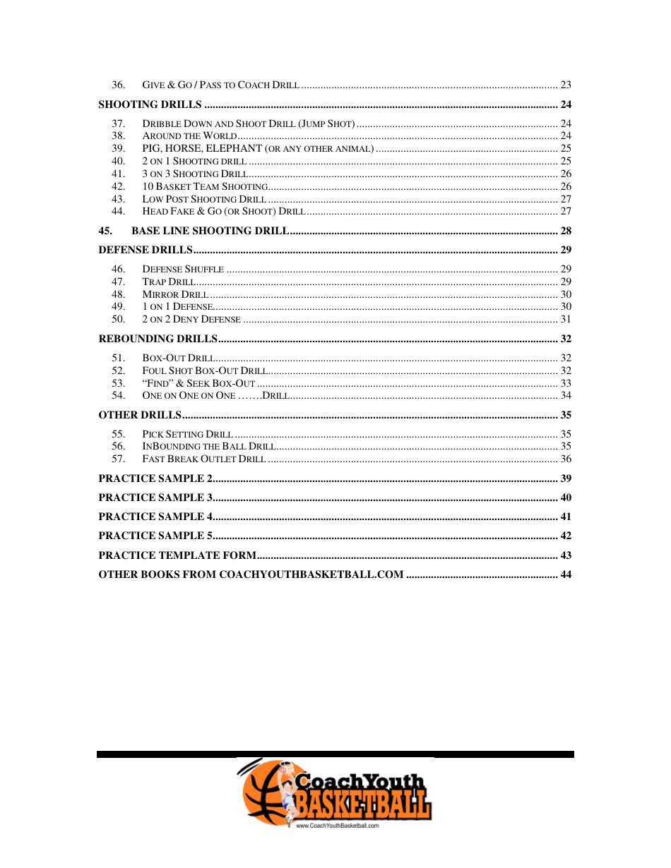 Youth Basketball Drills  Sample Practice Plans, Page 3