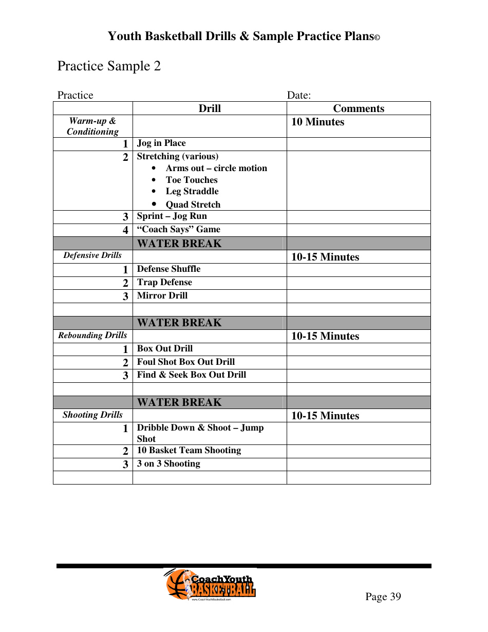 Youth Basketball Drills  Sample Practice Plans, Page 43