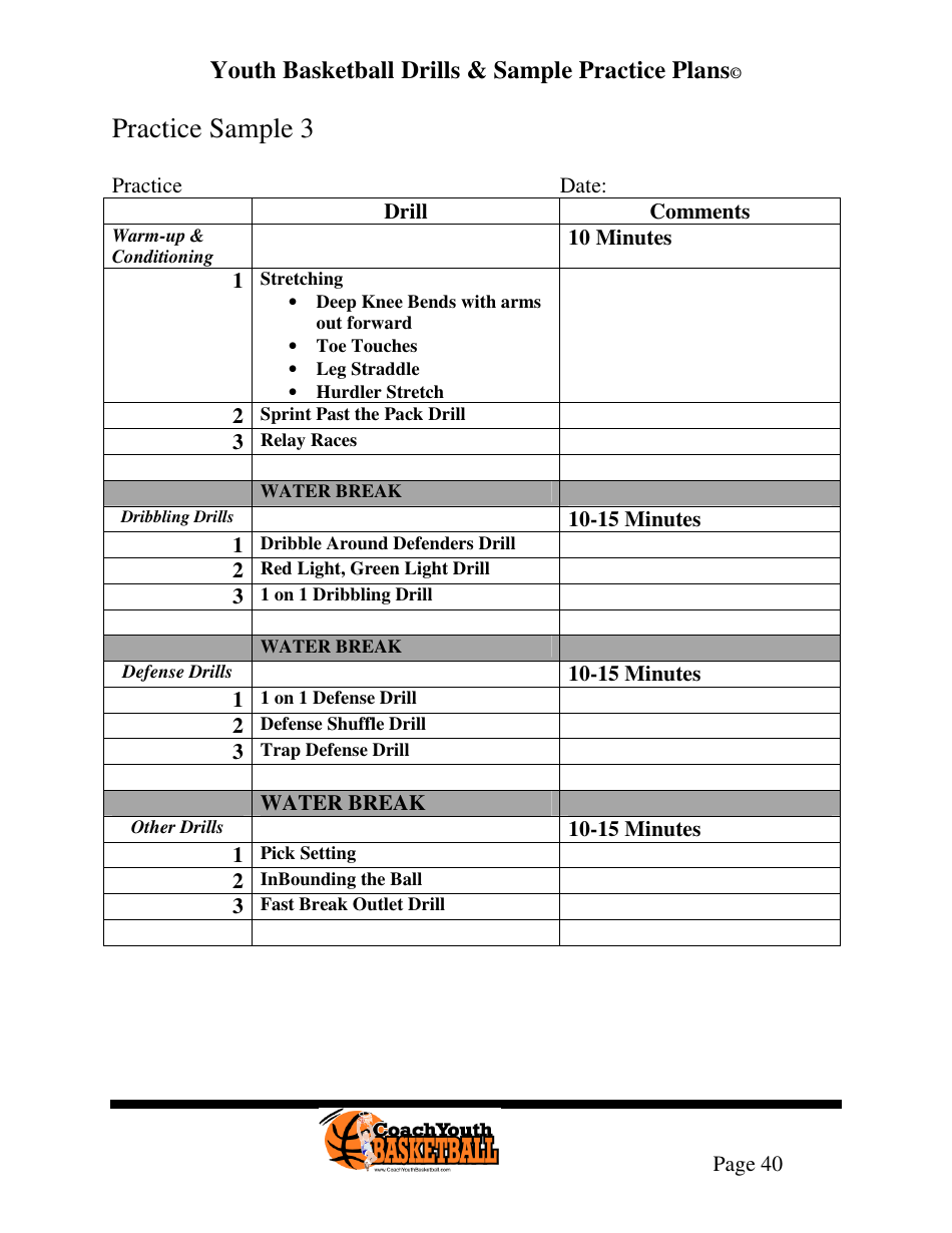 Youth Basketball Drills  Sample Practice Plans, Page 44
