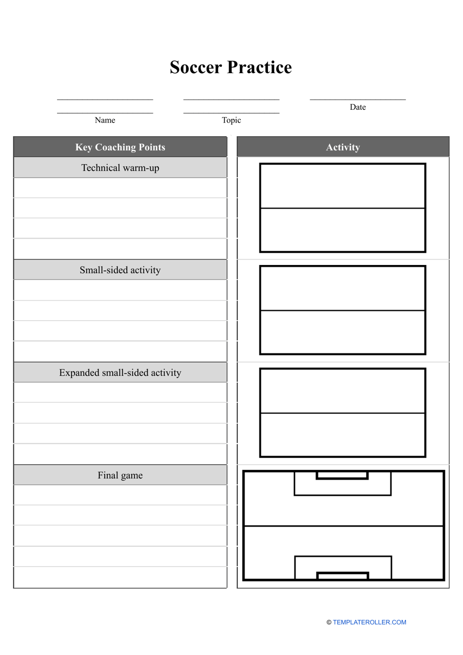 Soccer Practice Template Preview - Trendy Design for Effectively Structuring Practicing Sessions