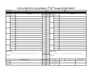 Document preview: Volleyball 7th/8th Grade Score Sheet