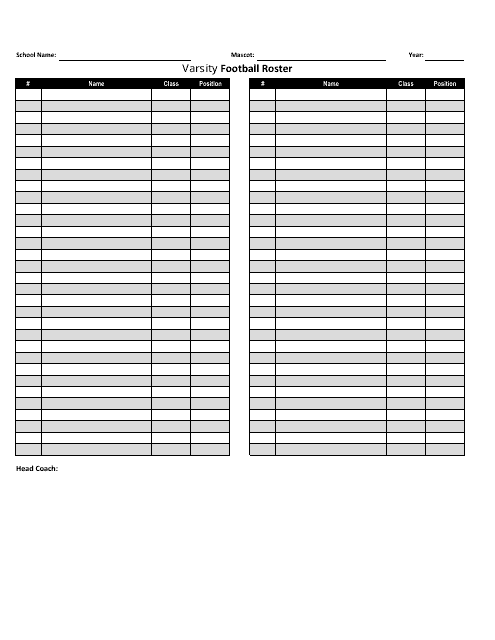 Football Roster Template