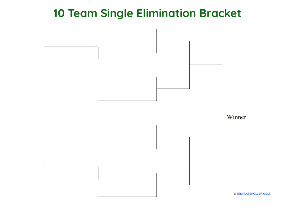 A diagram of a 10 Team Single Elimination Bracket