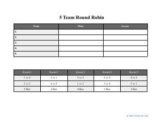 Document preview: 5 Team Round Robin Template