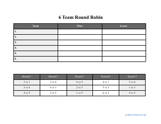 Document preview: 6 Team Round Robin Template
