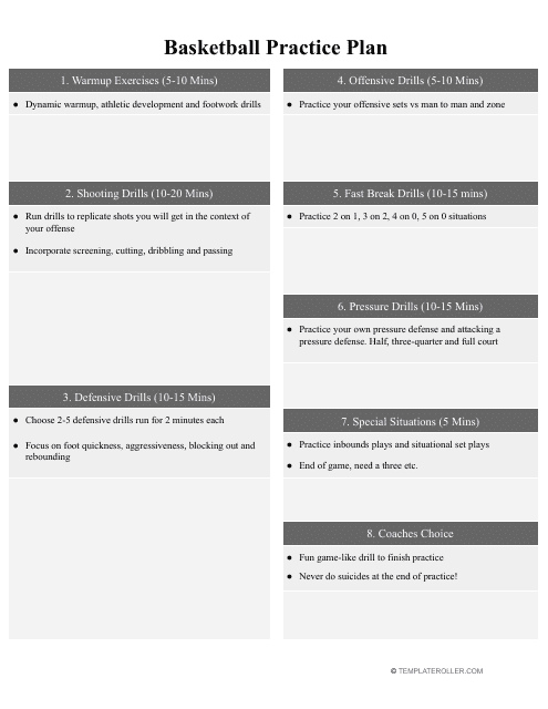 Basketball Practice Plan Template Download Printable PDF Templateroller