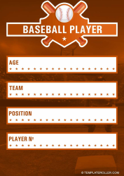 Baseball Card Template - Orange, Page 2