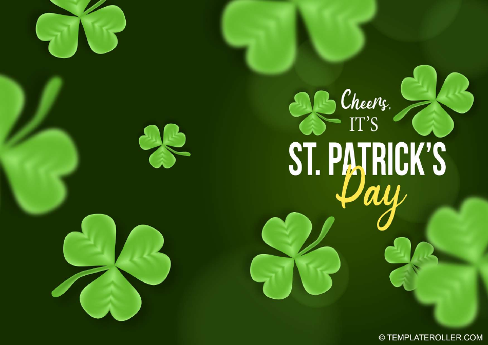 St. Patrick's Day Card Template with Shamrock Design