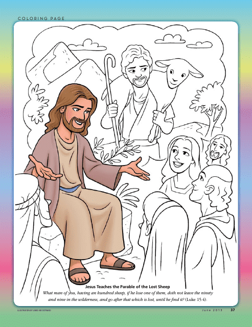 Jesus Coloring Page - the Parable of the Lost Sheep