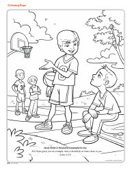 Document preview: Basketball Coloring Page - Jesus Is My Example