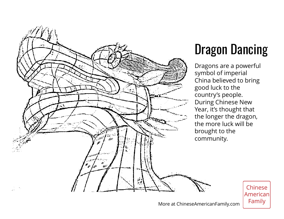 Chinese Dragon Dancing Coloring Page