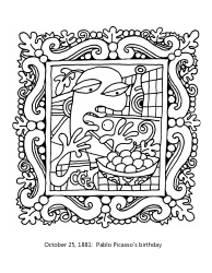 Document preview: Pablo Picasso's Birthday Coloring Page