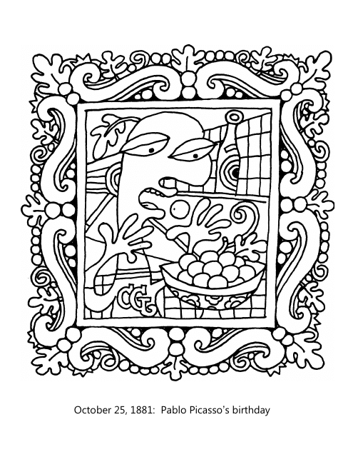 Pablo Picasso's Birthday Coloring Page