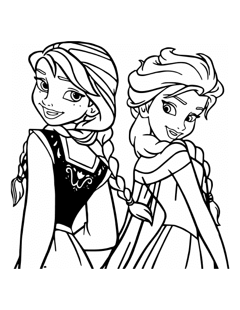 Frozen Coloring Page - Elsa and Anna