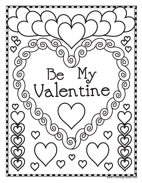 Colorful Valentine's Day themed coloring page for kids