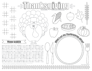 Document preview: Thanksgiving Coloring and Activity Page