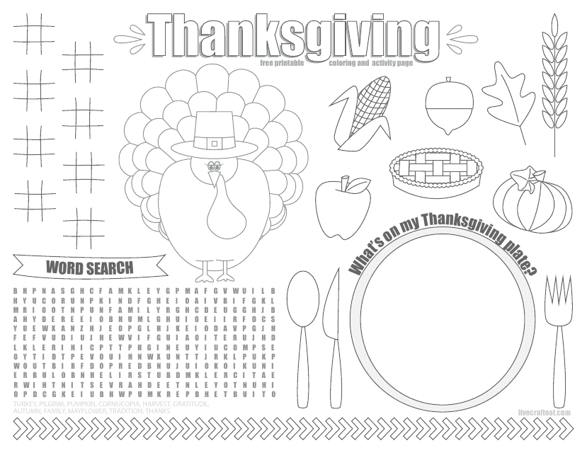 Thanksgiving Coloring and Activity Page