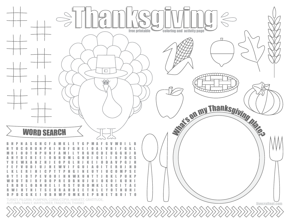 Thanksgiving Coloring and Activity Page Download Printable PDF