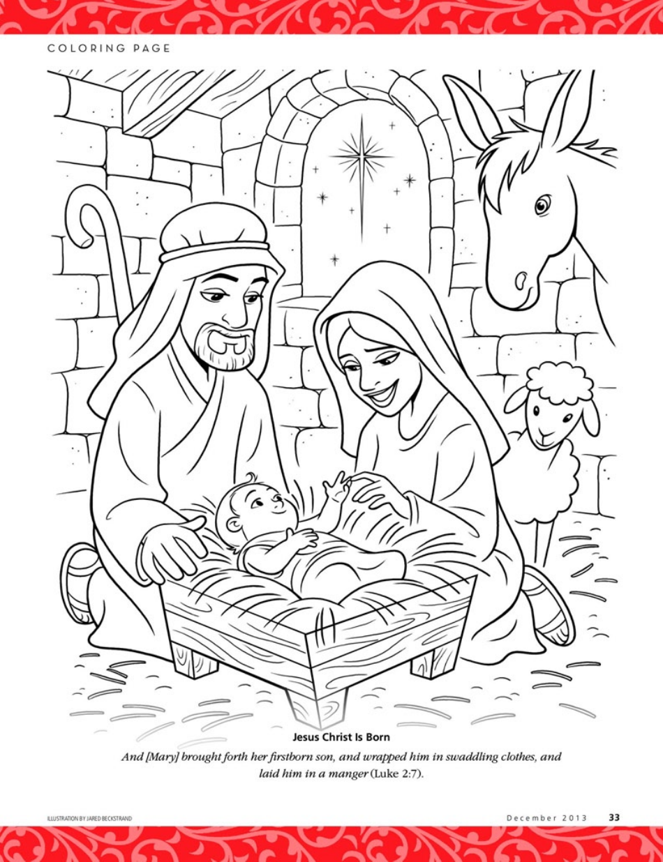 Jesus Christ's Birth Coloring Page - High-quality Coloring Page depicting the birth of Jesus Christ.