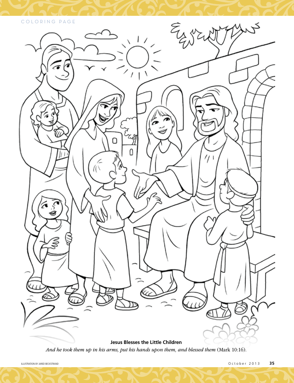 Jesus' Blessing Coloring Page - Religious Coloring Page for Kids