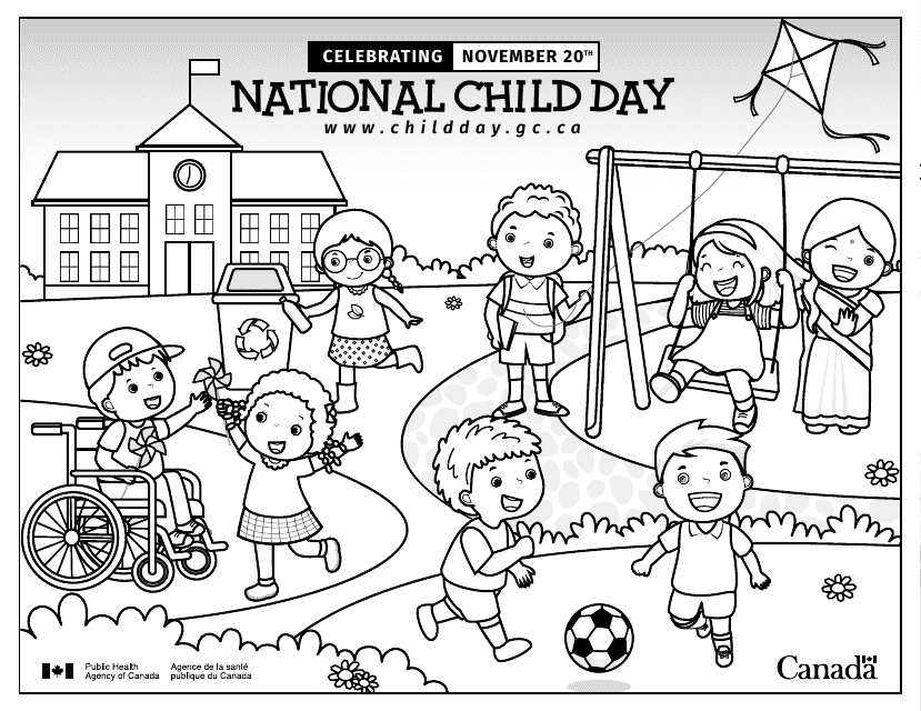 Kids coloring pages celebrating National Child Day in Canada