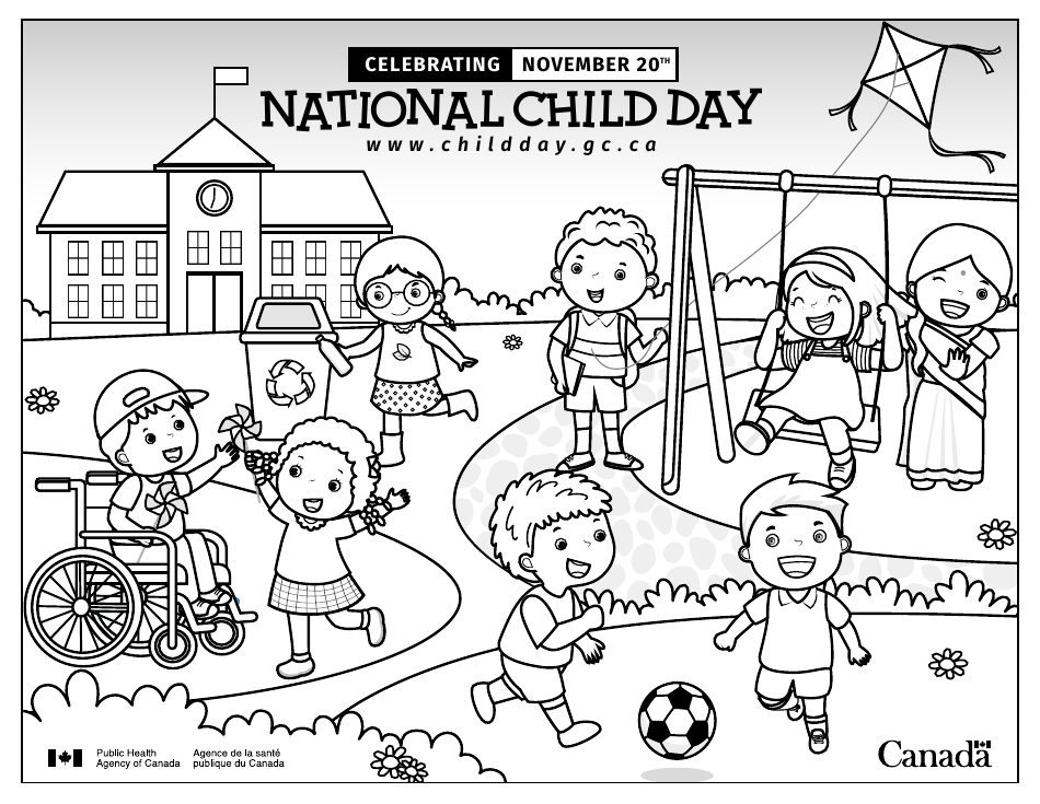 Kids coloring pages celebrating National Child Day in Canada