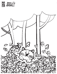 Document preview: Autumn Cat Coloring Page