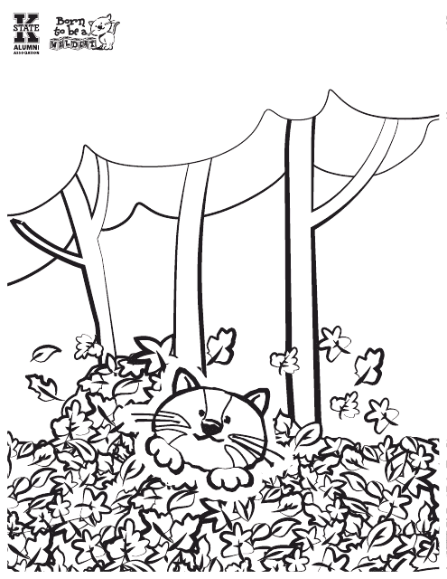 Halloween animated autumn cat coloring page for kids and adults.