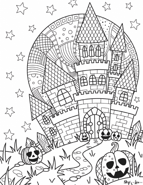 Halloween Castle Coloring Sheet - Free Printable Coloring Page