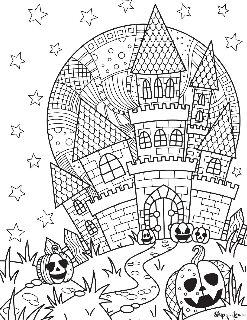 Halloween Castle Coloring Sheet - Free Printable Coloring Page