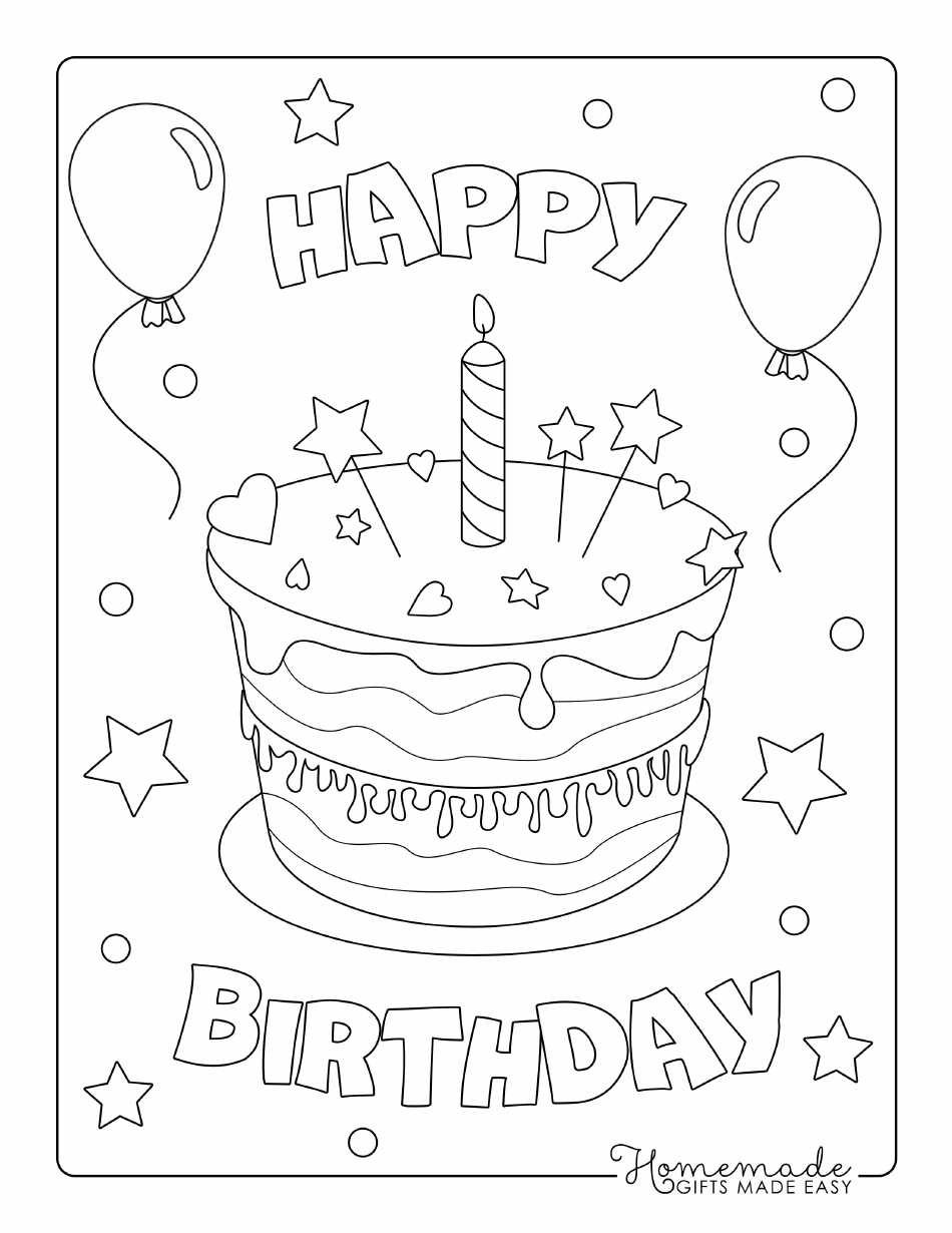 Birthday Cake Coloring Page Download Printable PDF | Templateroller