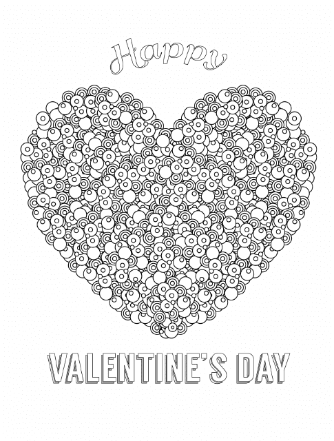 Happy Valentine's Day Coloring Page - Printable PDF Document