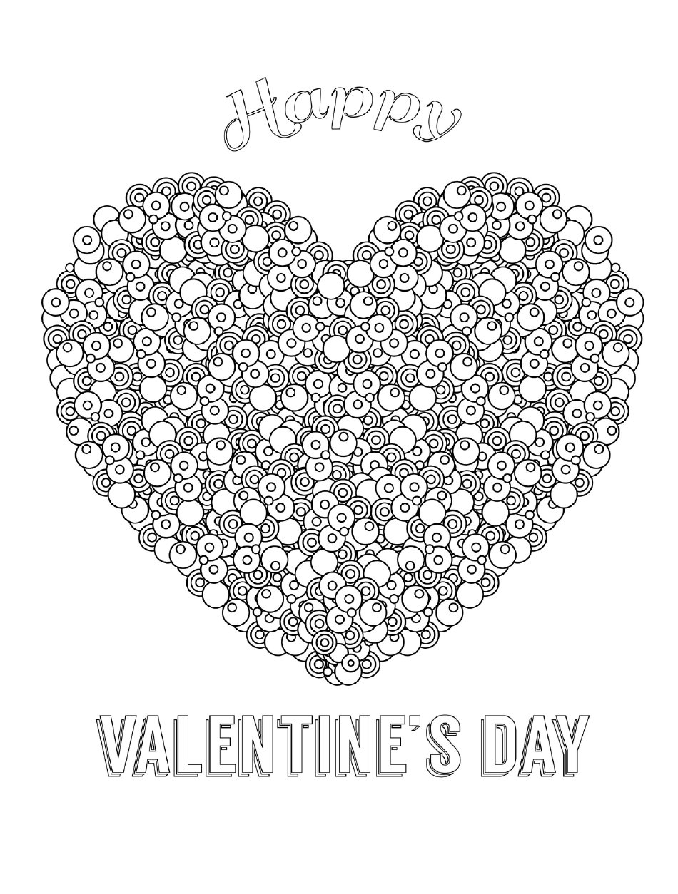 Happy Valentine's Day Coloring Page - Printable PDF Document