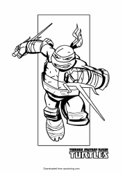 Document preview: Ninja Turtles Coloring Page - Raphael