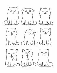 Document preview: Cat Emotions Coloring Page