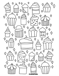 Document preview: Cupcakes Coloring Page