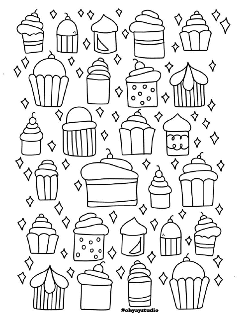 Cupcakes Coloring Page Download Pdf
